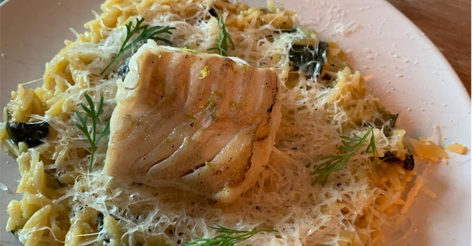 Orzo met kabeljauw